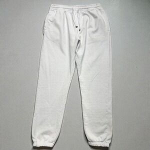 Talentless Jogger Sweatpants Men 2XL White 100% Cotton Fleece Zip Pockets Lounge